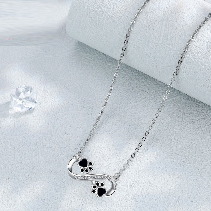 Collier Infini avec Empreinte de Patte et Zirconia