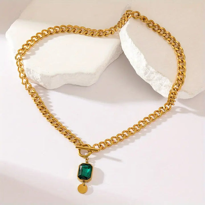 Collier Pendentif Émeraude à Chaîne Épaisse | Or