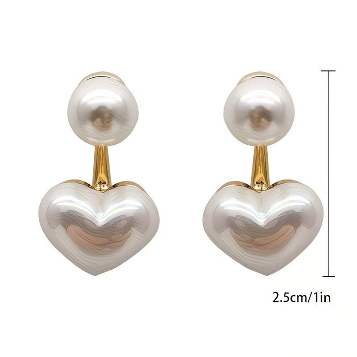 Boucles d'oreilles en forme de cœur avec double perle