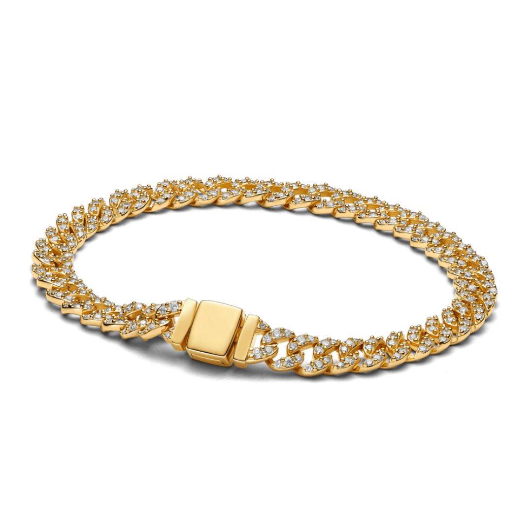 Bracelet Cubain en Or Blanc