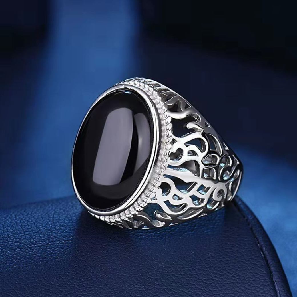 Bague Sceau en Obsidienne