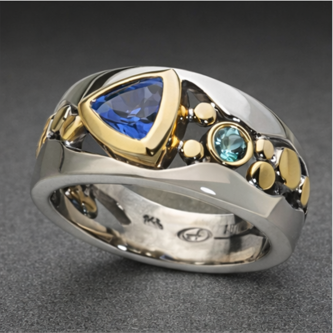 Bague à Crête en Saphir Bicolore