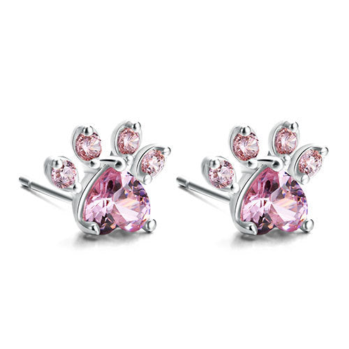 Ensemble de Bijoux Pattes en Or Rose – 4 Pièces avec Cœur en Zirconium (Bague, Collier, Boucles d'Oreilles, Bracelet)