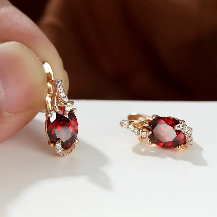 Boucles d'oreilles pendantes Crimson Twilight | Or