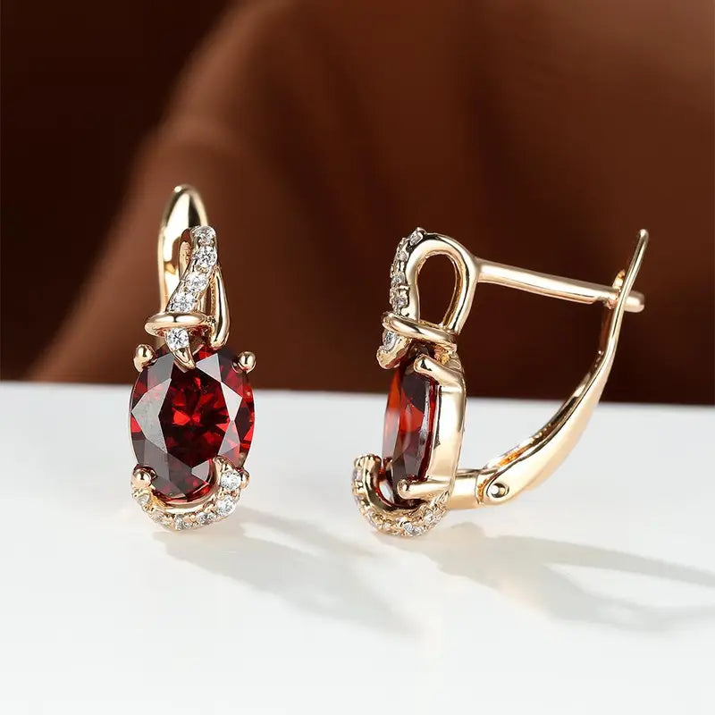 Boucles d'oreilles tombantes Crimson Twilight | Or