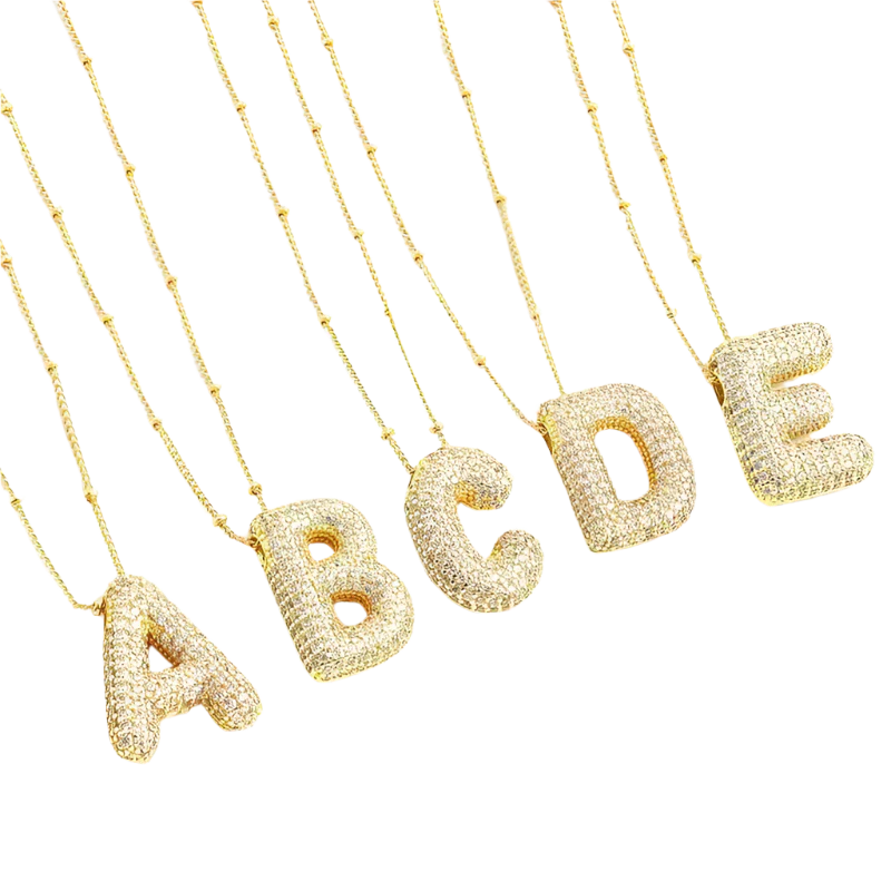 Collier initial en lettres bulle | Or