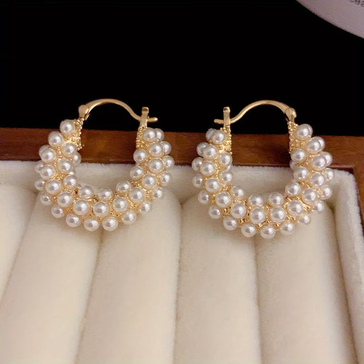 Boucles d'oreilles créoles en perles superposées
