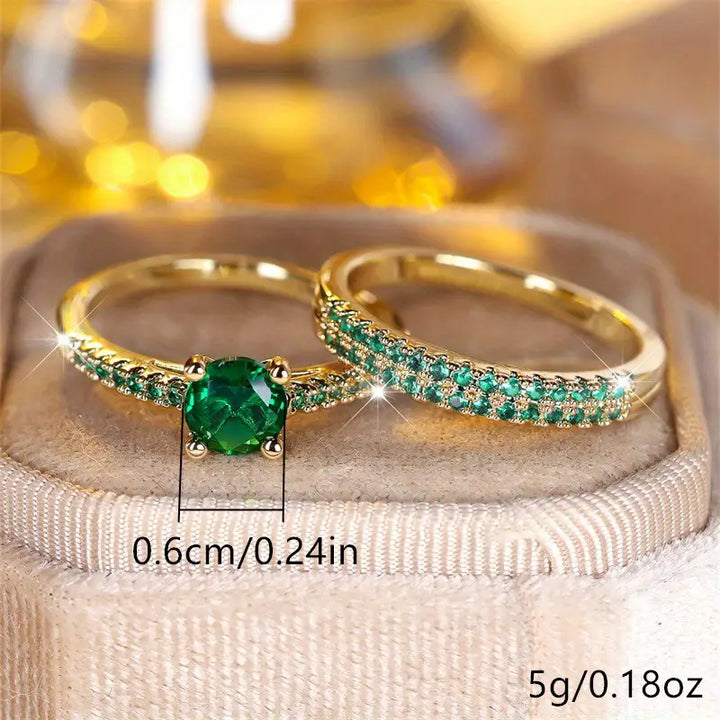 Ensemble de Bagues Duo Serena Émeraude | Or