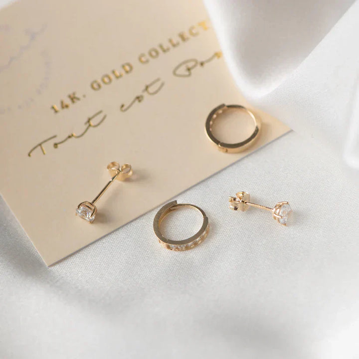 Ensemble de Boucles d'Oreilles en Pierre Dara Brillane | Or
