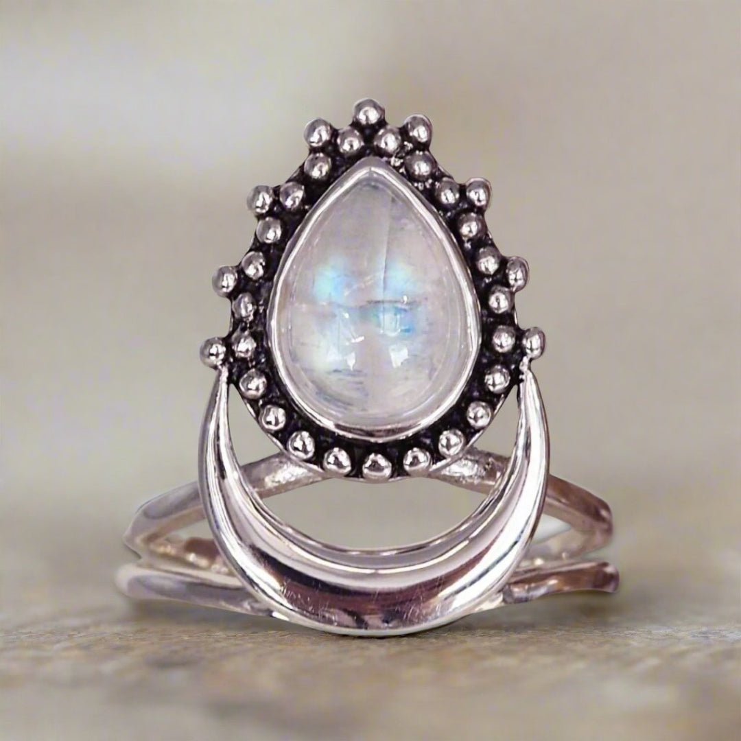 Bague en Pierre de Lune Croissant