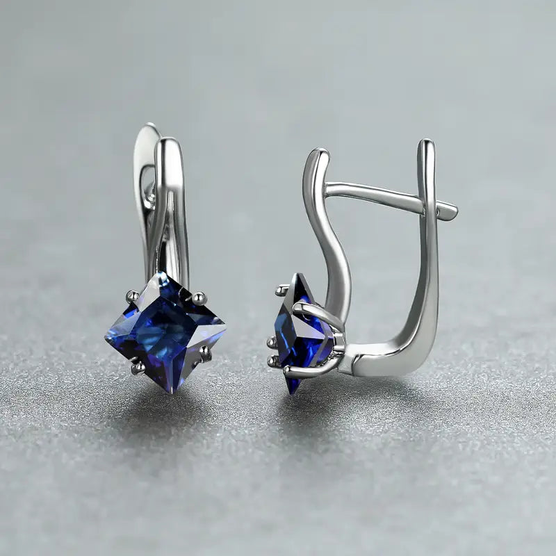 Boucles d'oreilles Sylvette Azurienne | Or blanc