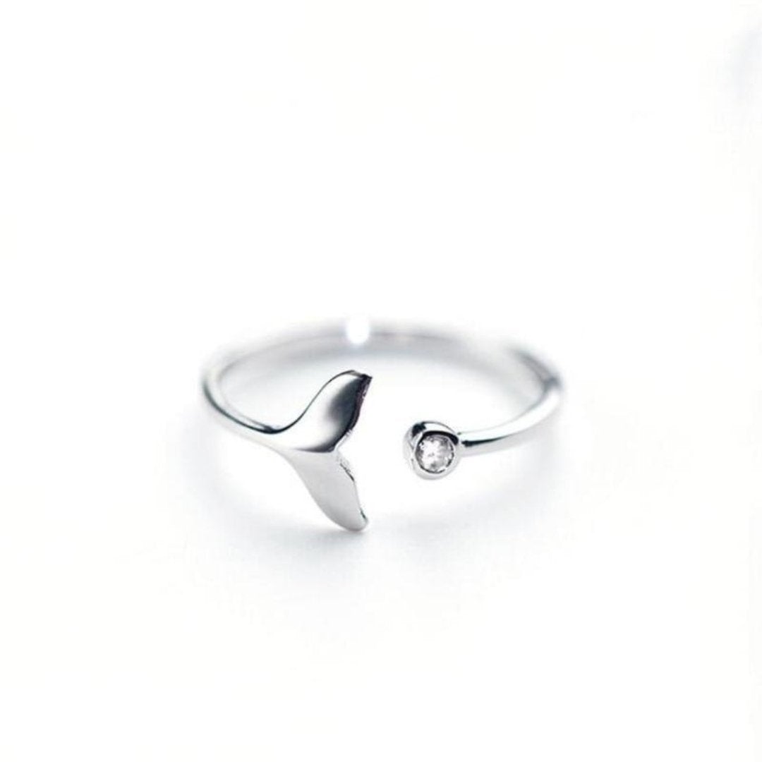 Bague en queue de dauphin en argent sterling 925 et zirconia ajustable
