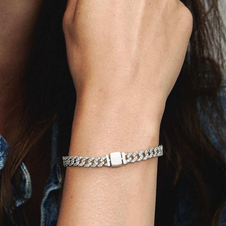 Bracelet Cubain en Or Blanc