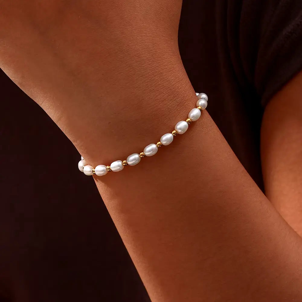 Bracelet Classique en Perles et Or