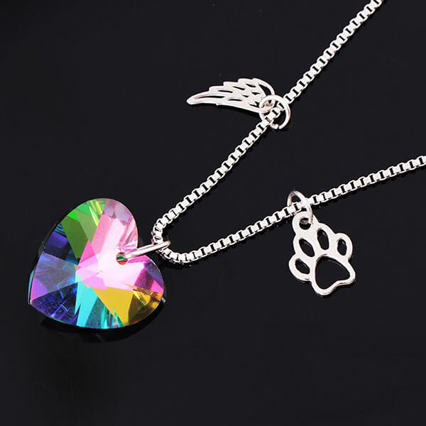 Collier Mémorial Arc-en-Ciel avec Pendentif Cœur