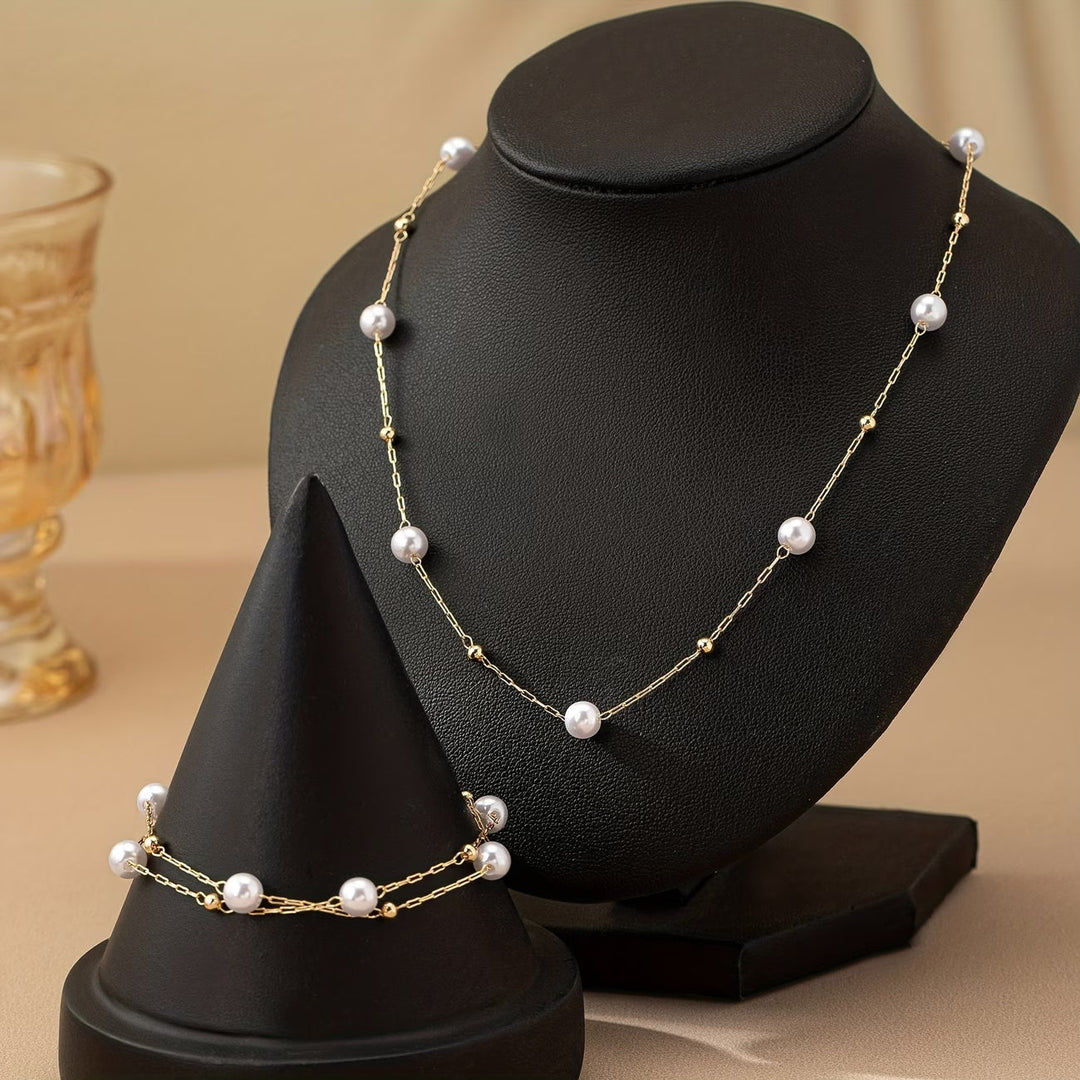 Ensemble de Bijoux en Chaîne de Perles Délicates