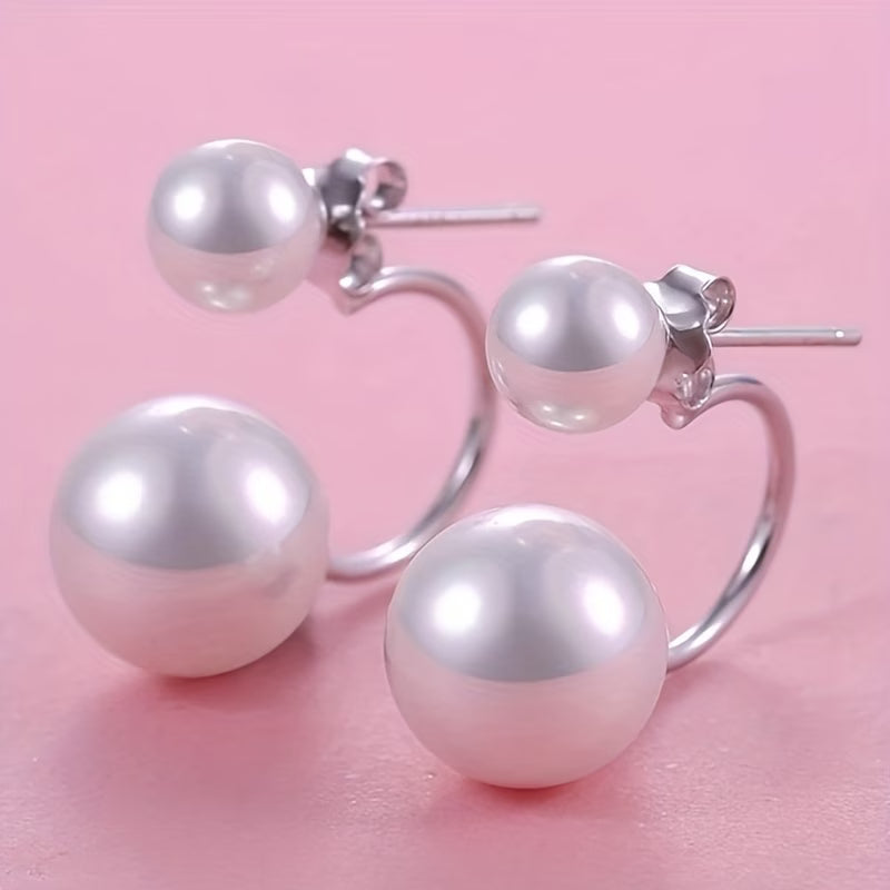 Boucles d'oreilles à déclaration avec double perle