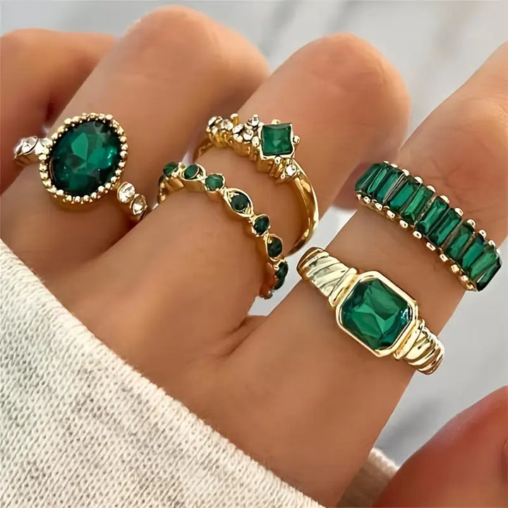 Ensemble de Bagues Exquises en Émeraude Zarina | Or