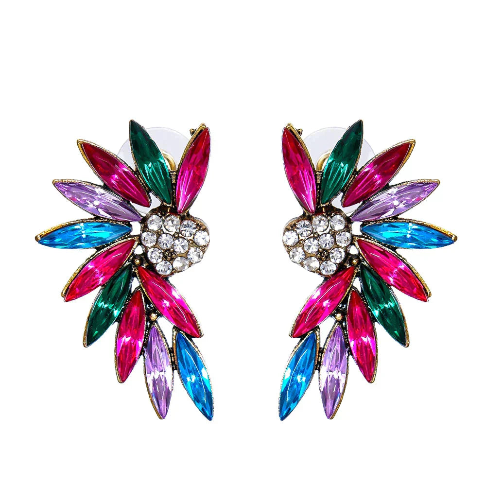 Boucles d'oreilles ailes de cœur avec zirconias