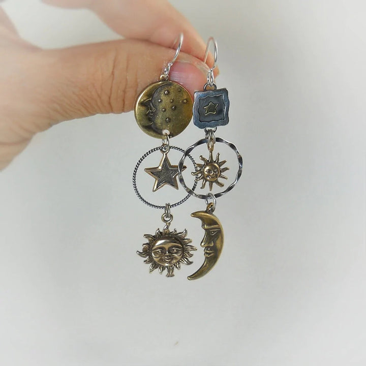Boucles d'oreilles Pendentif Soleil-Lune