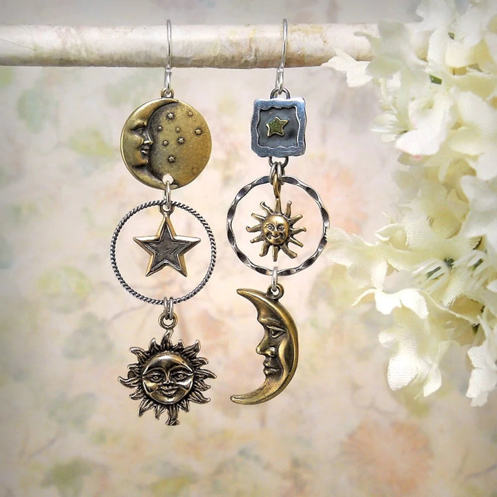 Boucles d'oreilles Pendentif Soleil-Lune