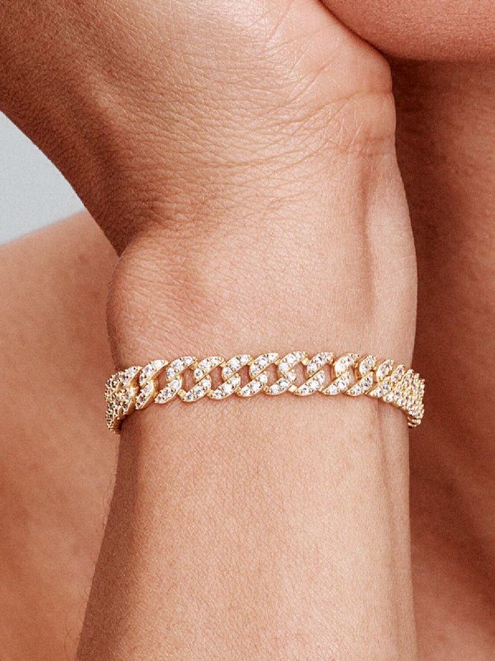 Bracelet Cubain en Or Blanc