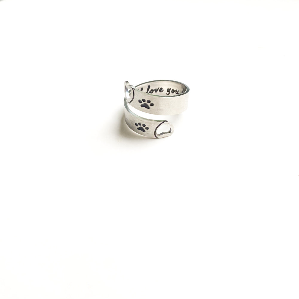 Bague Twist Ajustable Patte & Cœur – Acier Inoxydable