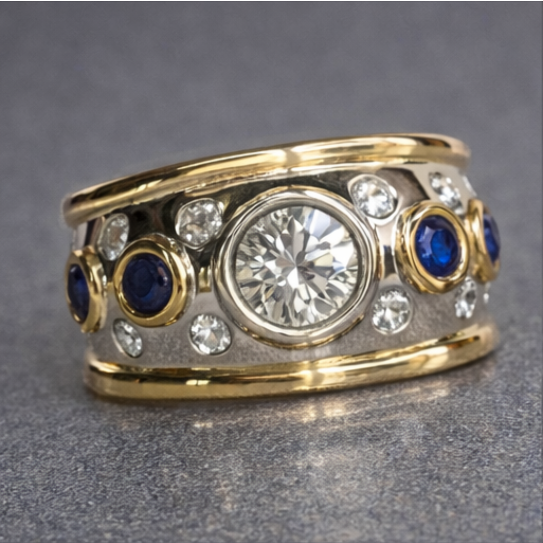 Bague en Pierre Ovale Dorée Vintage