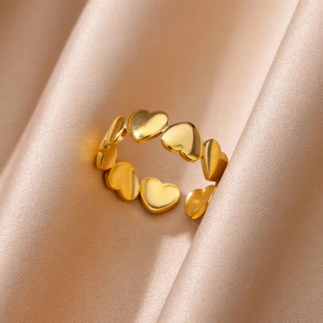 Bague en Or avec Cœurs Ajustables