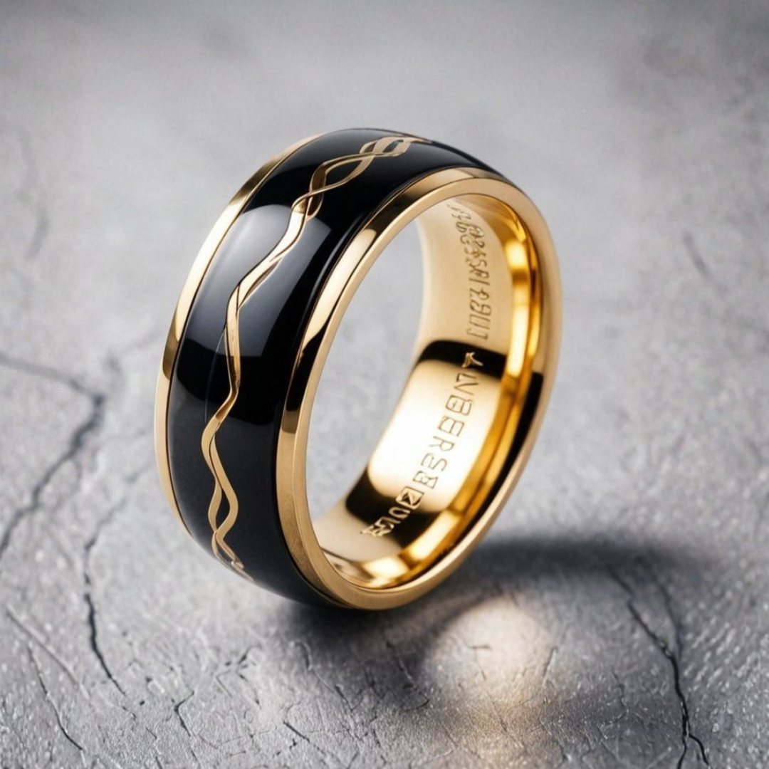Bague Royale Noir et Or pour Homme