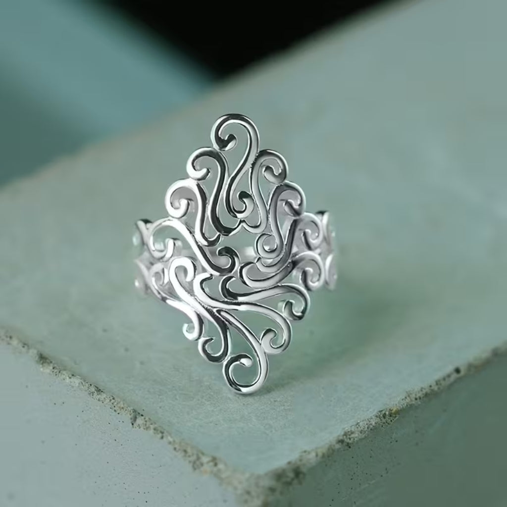 Bague en Filigrane Floral Argenté