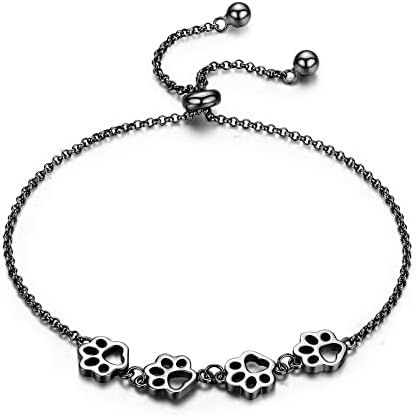 Bracelet en Argent Sterling avec Empreinte de Patte – Ajustable