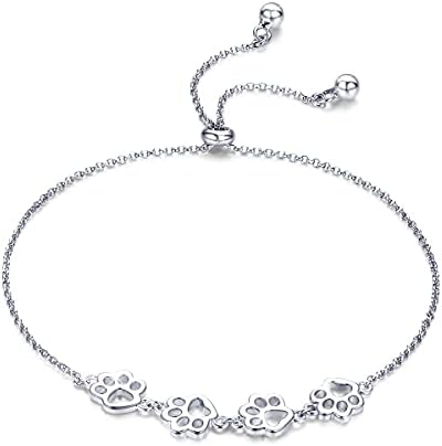Bracelet en Argent Sterling avec Empreinte de Patte – Ajustable