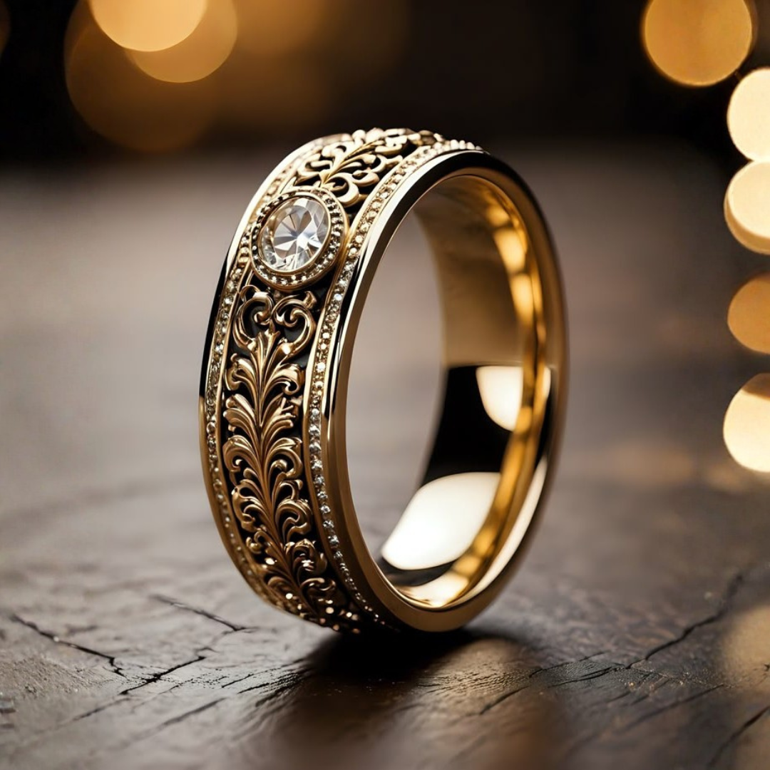 Bague en Or Vintage Gravée Royale
