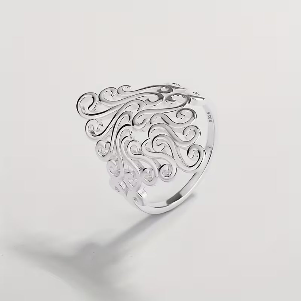 Bague en Filigrane Floral Argenté