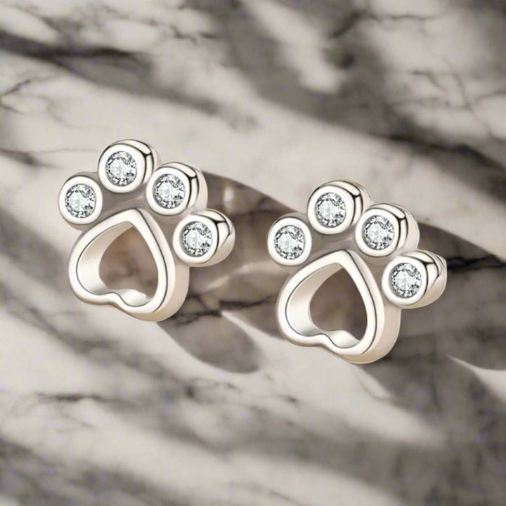 Boucles d'oreilles en argent sterling en forme de patte – Avec zirconia scintillant