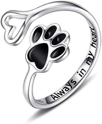 Bague Artisanale Patte & Cœur – Argent Sterling 925 Ajustable