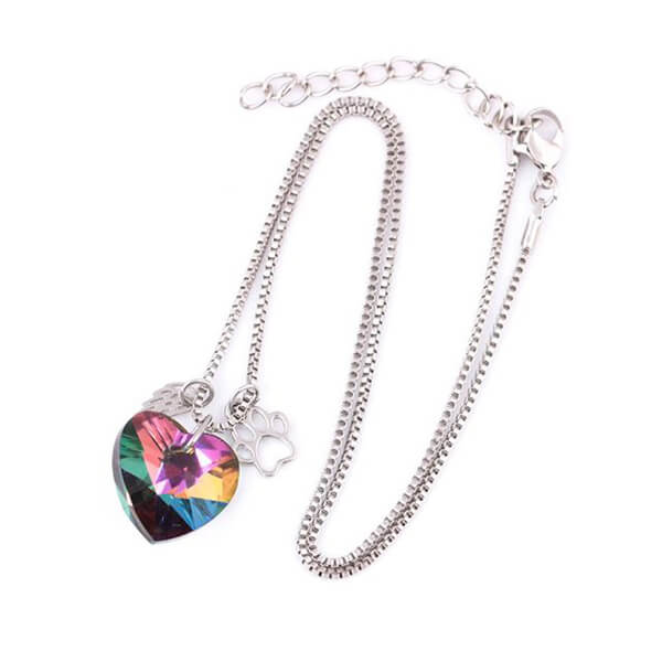 Collier Mémorial Arc-en-Ciel avec Pendentif Cœur