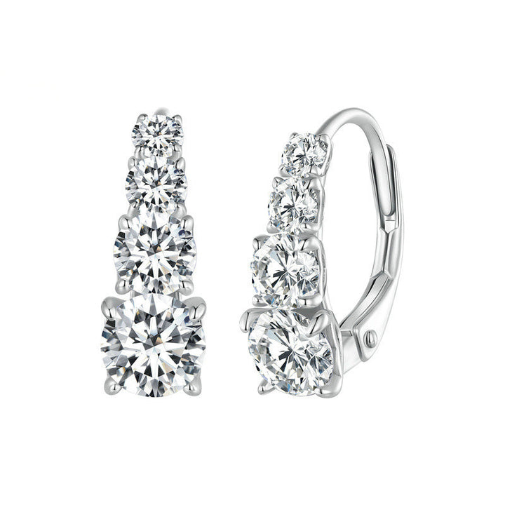 Boucles d'oreilles Carol quatre pierres | Or blanc 16k