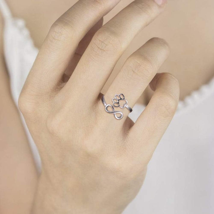 Bague Artisanale Patte & Cœur – Argent Sterling 925 Ajustable