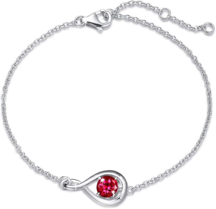 Bracelet Infini en Rubis | Or Blanc