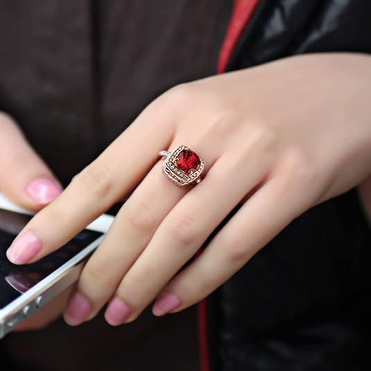 Bague Déclaration Halo en Rubis | Or Rose