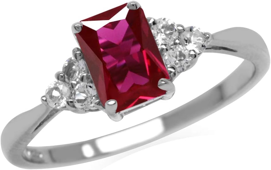 Bague en Rubis Taillée en Octogone | Or Blanc