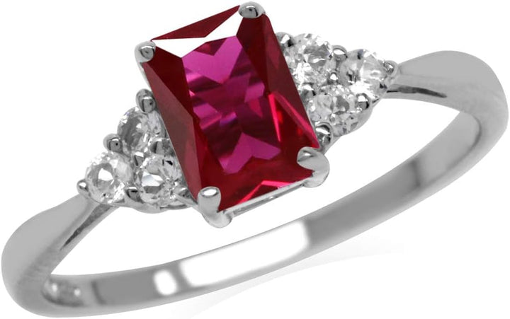 Bague en Rubis Taillé en Octogone | Or Blanc