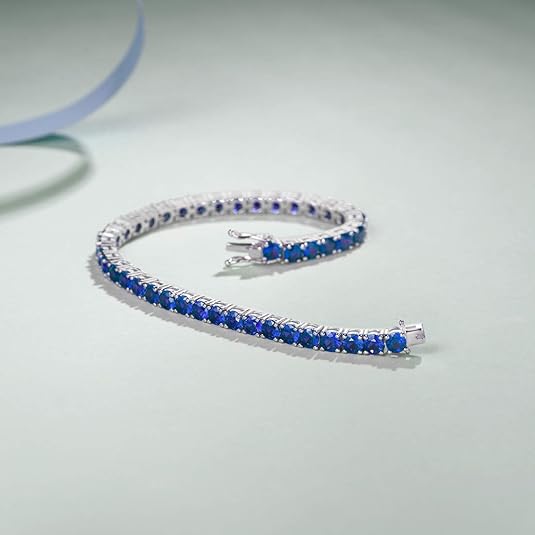 Bracelet Tennis Saphir | Or Blanc