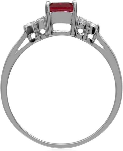 Bague en Rubis Taillé en Octogone | Or Blanc