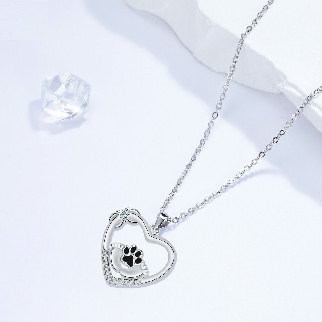 Collier empreinte de patte de chien Little Feet et zirconia
