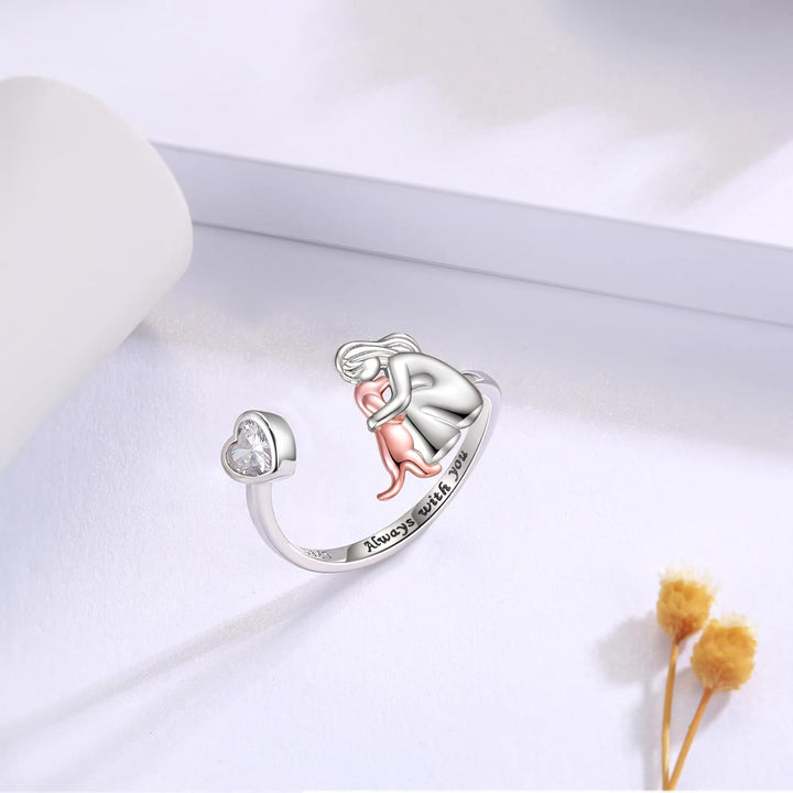 Bague Ajustable en Argent Sterling 925 – “Toujours dans Mon Cœur” avec Zirconia