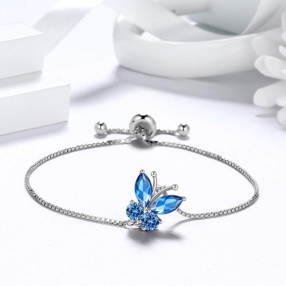 Bracelet Papillon Saphir | Or Blanc