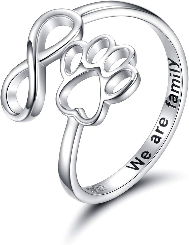 Bague Artisanale Patte & Cœur – Argent Sterling 925 Ajustable